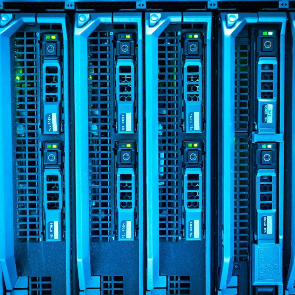 Photo: Midom, CC BY 2.0, via Wikimedia Commons Server rack with bundled network cabling